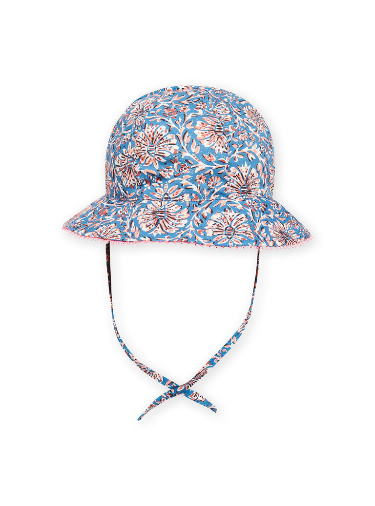 Chapeau bleu à imprimé fleuri bébé fille