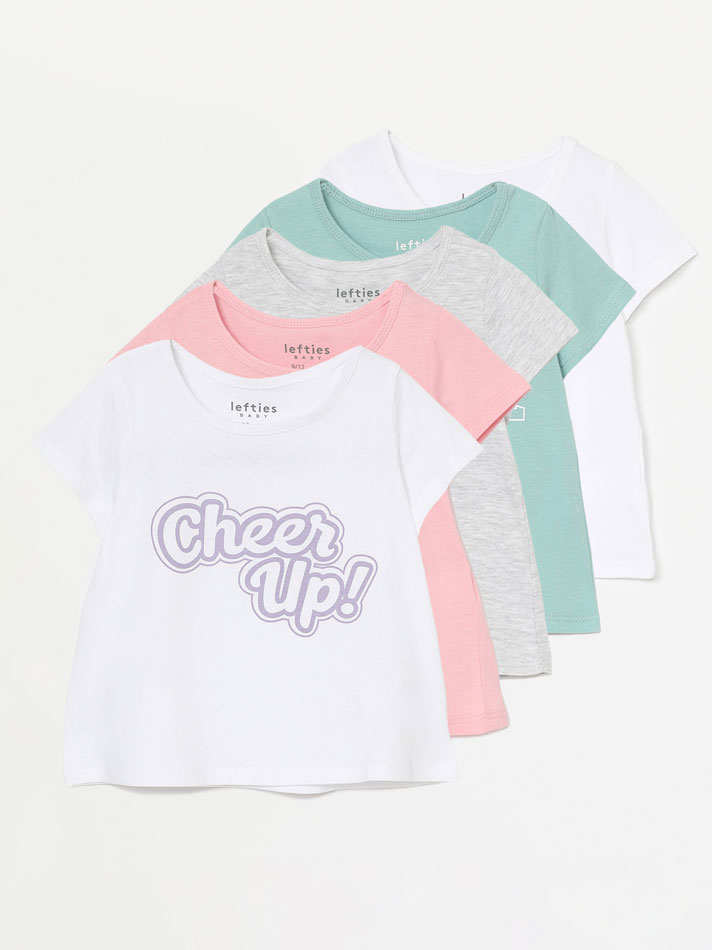 Pacote com 6 camisetas de manga curta lisas e estampadas - Lavanda