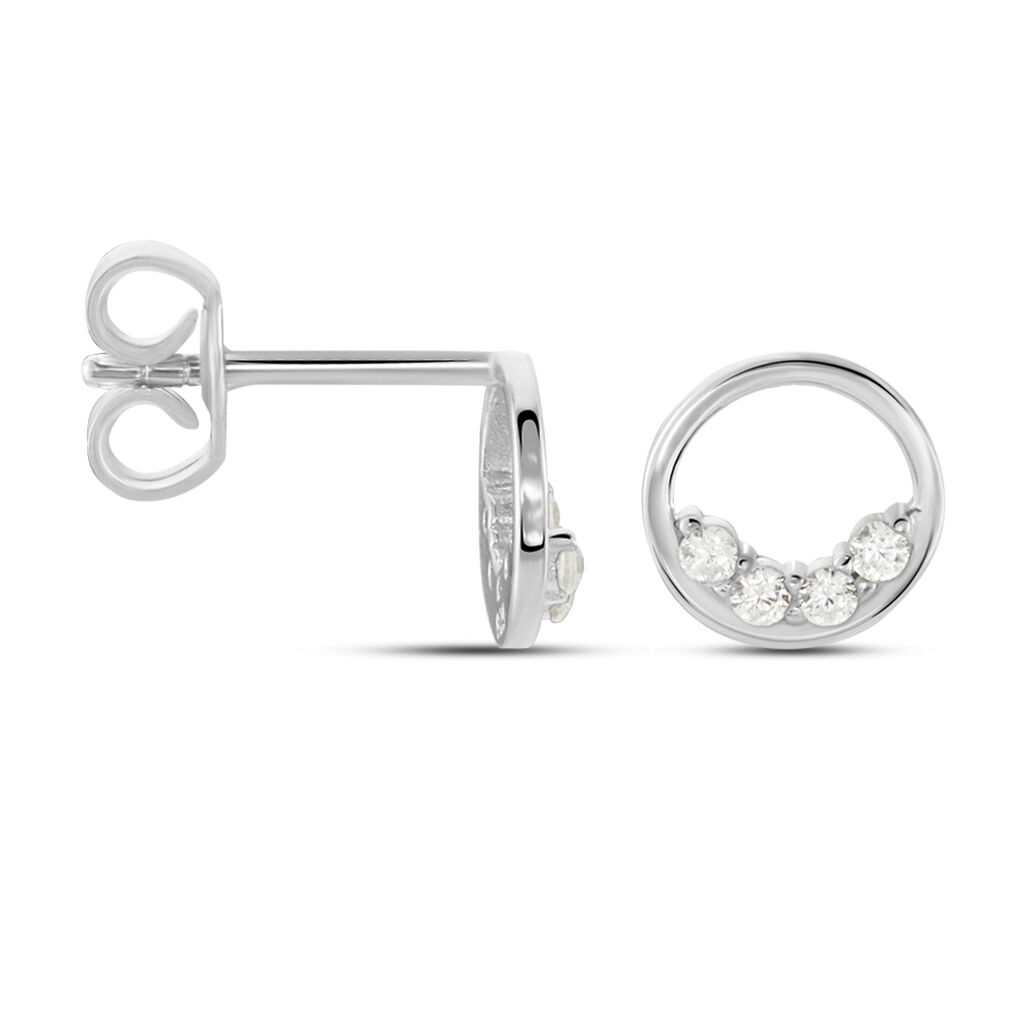 Boucles D'oreilles Puces Argent Blanc Vivence Oxydes De Zirconium