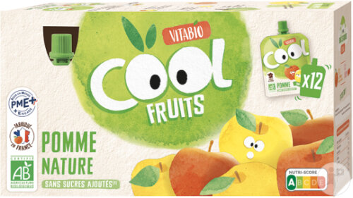 Vitabio Cool Fruits Pomme Nature Gourde De Purée De Fruits Gourdes 12x90g