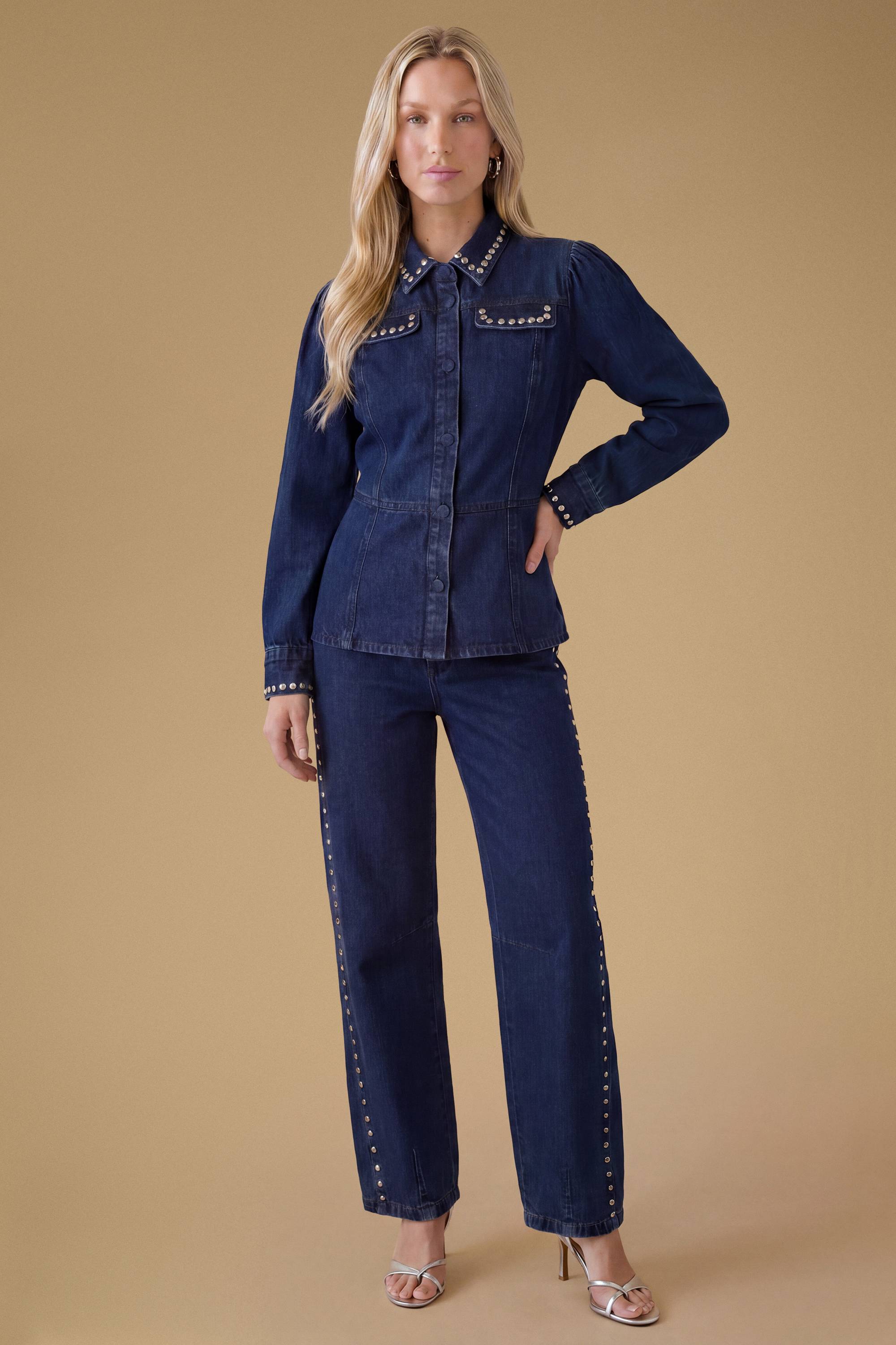 Oasis Jean Jambe Tonneau Premium Avec Détails Cloutés