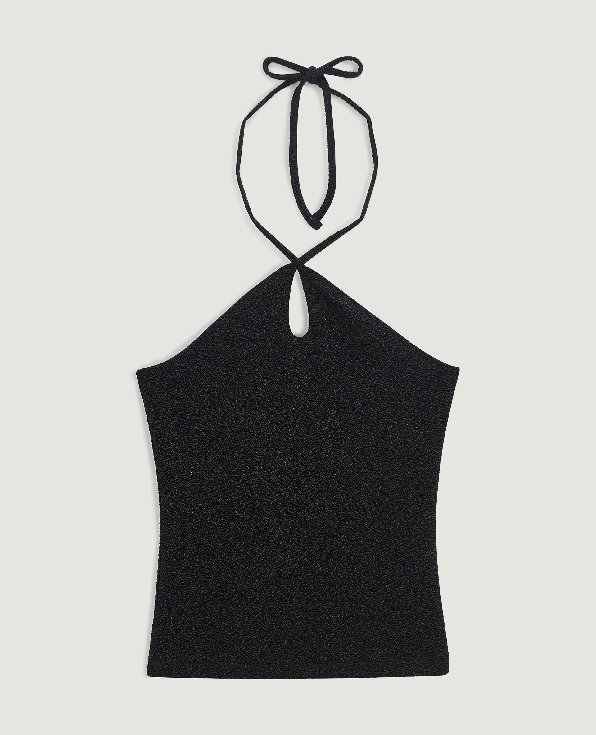 Top dos-nu maille lurex - Noir