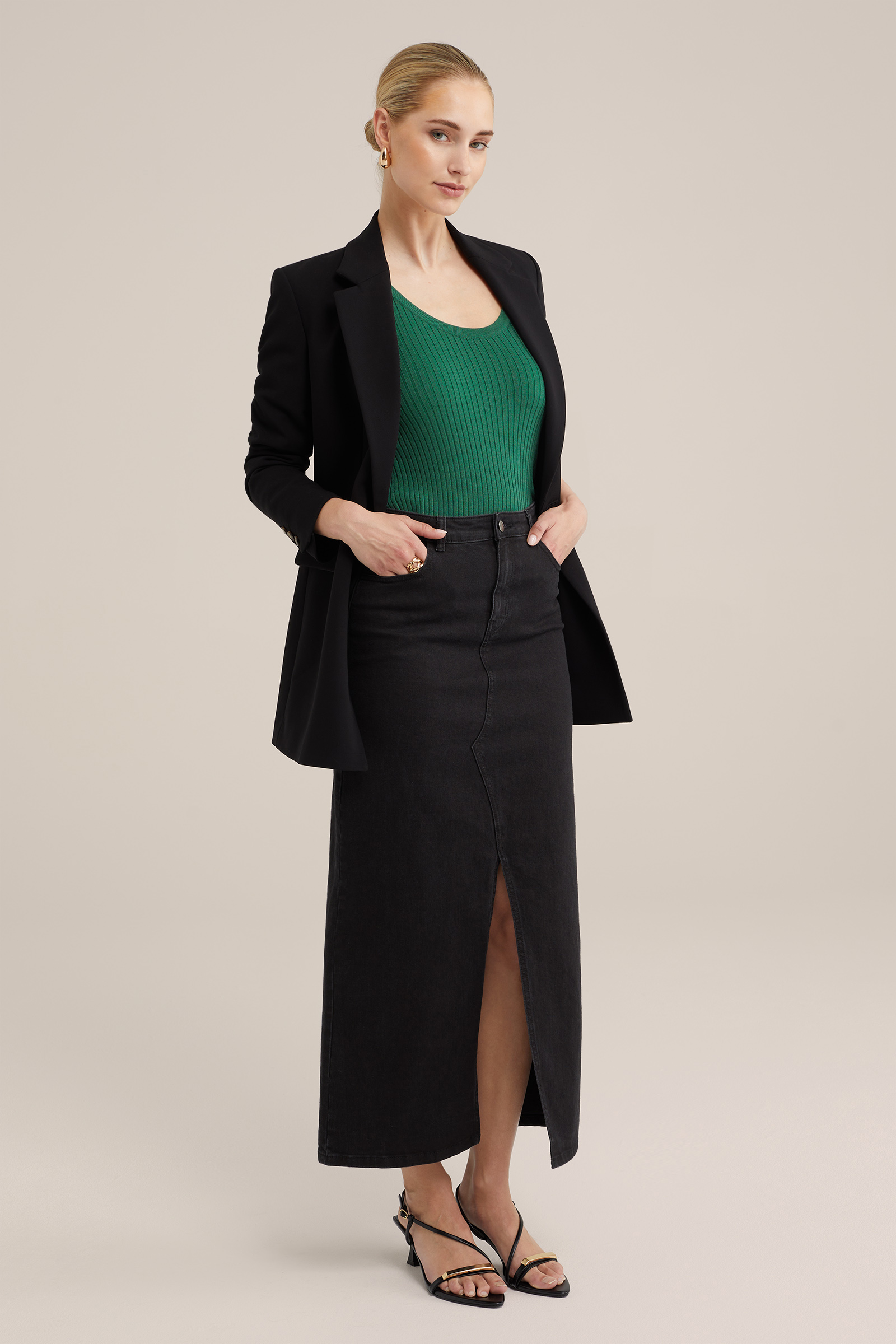 top van ribstof WE Fashion Groen