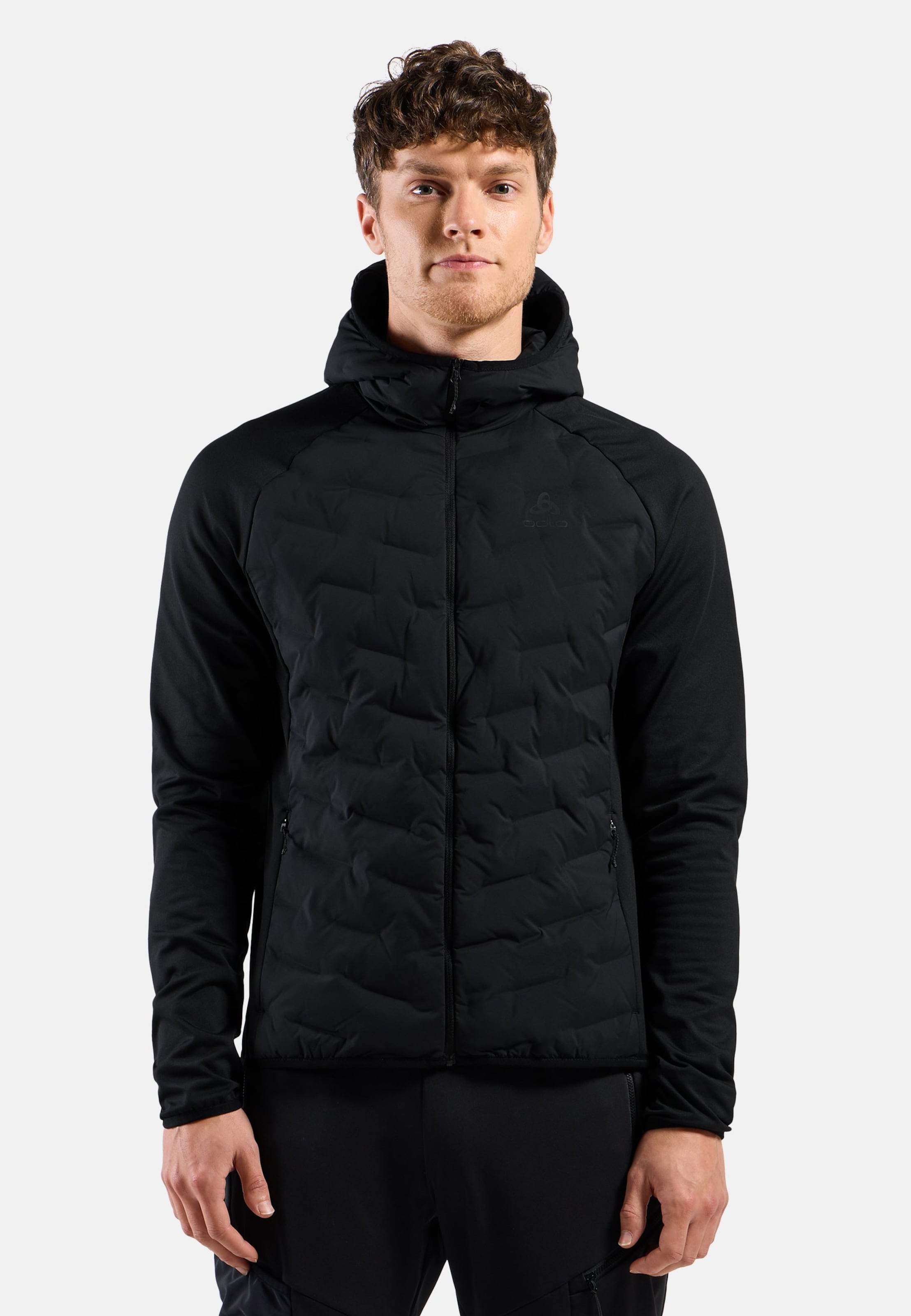 Zeroweight Insulator Hybrid Mid Layer mit Kapuze und Reissverschluss in black