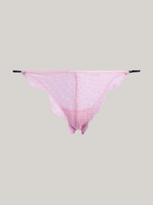 Calcinha fio dental Essential Lace com logo e alça
