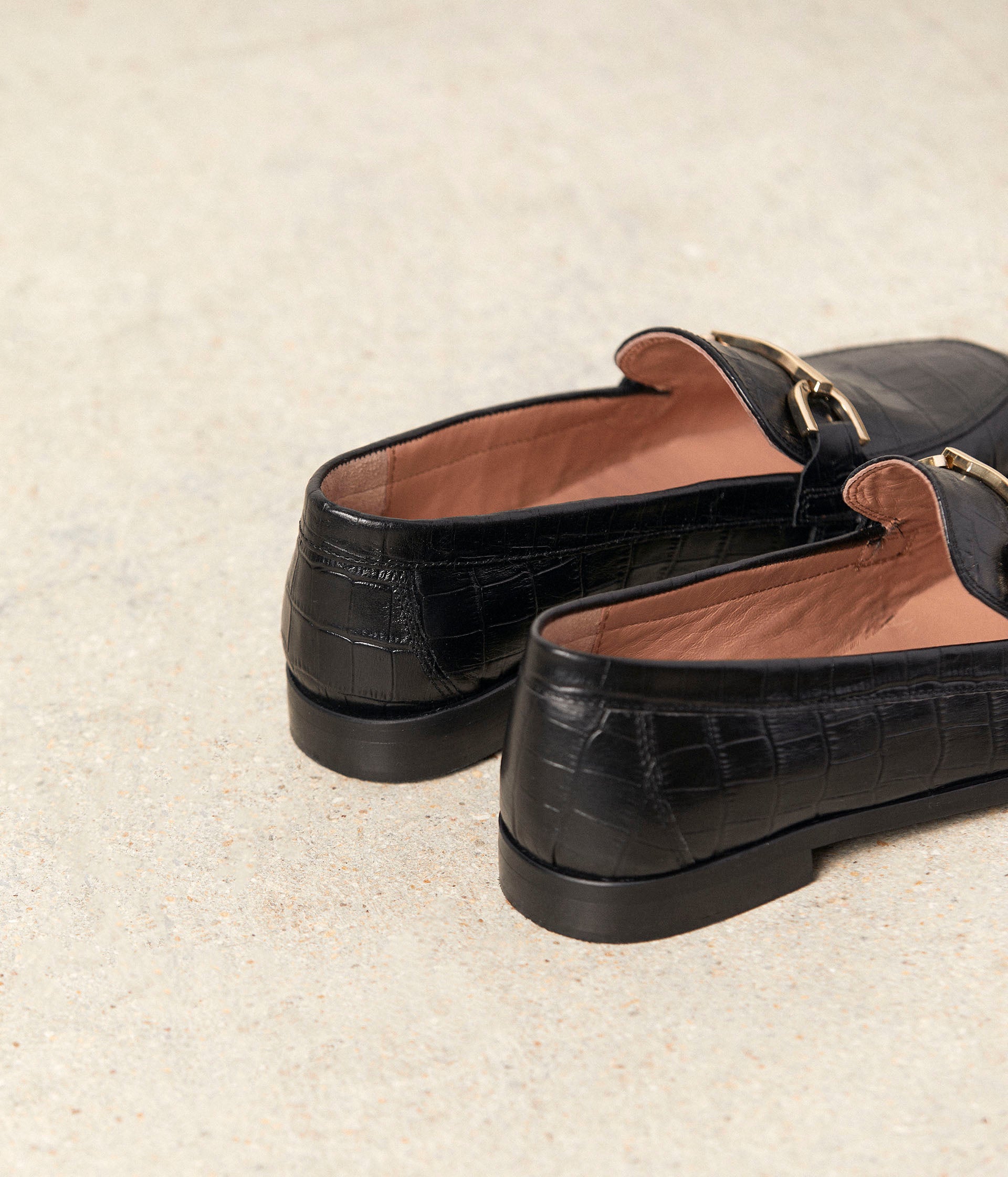 Mocassins croco noir Nelli