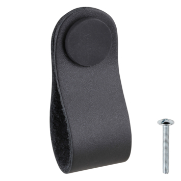Leren knop Damian zwart 28mm