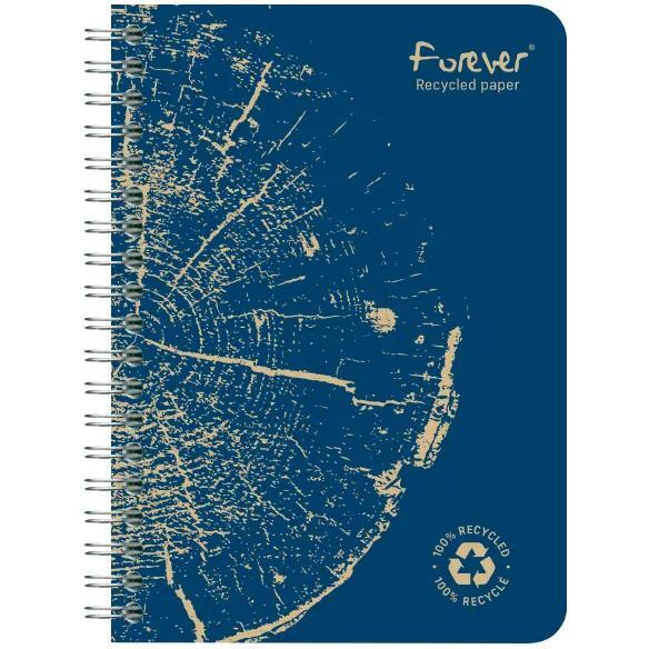 Carnet reliure intégrale FOREVER PREMIUM 100% recyclé A6 120 pages détachables micro-perforées ligné papier blanc 90 g - Assortis