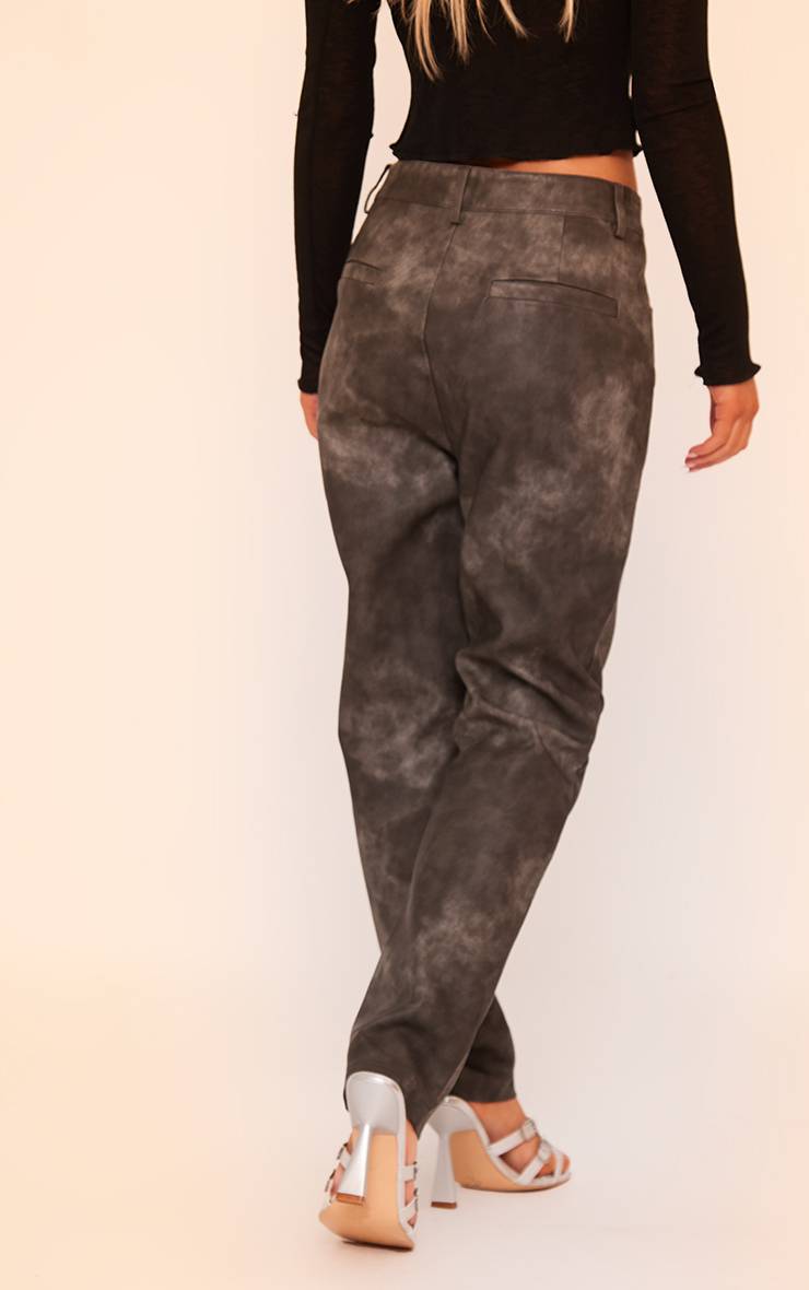 Noir Pantalon Court En Synthétiquecuir Délavé Premium
