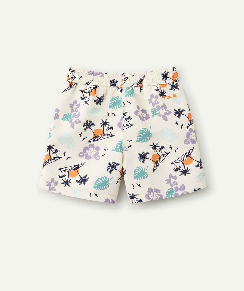 SHORT DE BAIN GARÇON EN FIBRES RECYCLÉES IMPRIMÉ TROPICAL