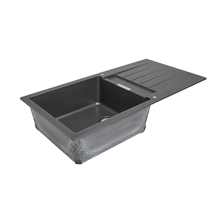 Évier en composite de quartz gris 1 bac à encastrer Galvani