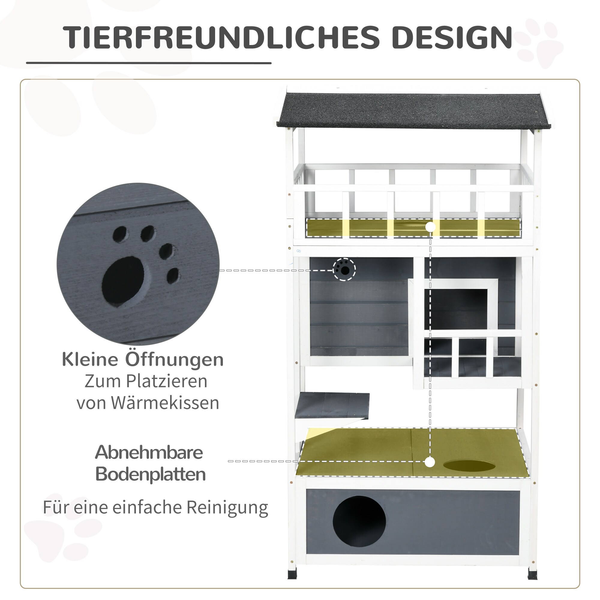 PawHut Katzenhaus 4-stöckig 78 x 76 x 140 cm (BxTxH)