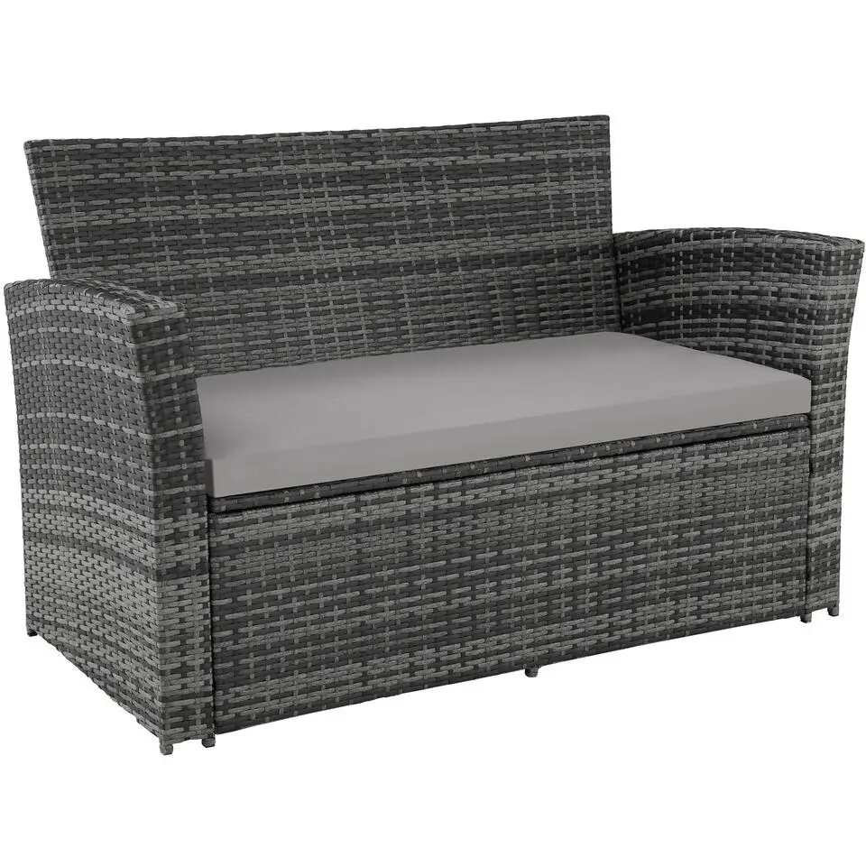 tectake - loungeset Modena- Wicker - grijs - incl. beschermhoes
