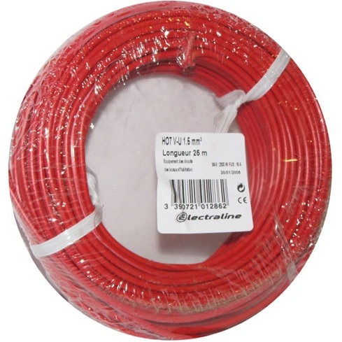 Câble d’installation rigide H07V-U 1 x 1,5 mm² Electraline
