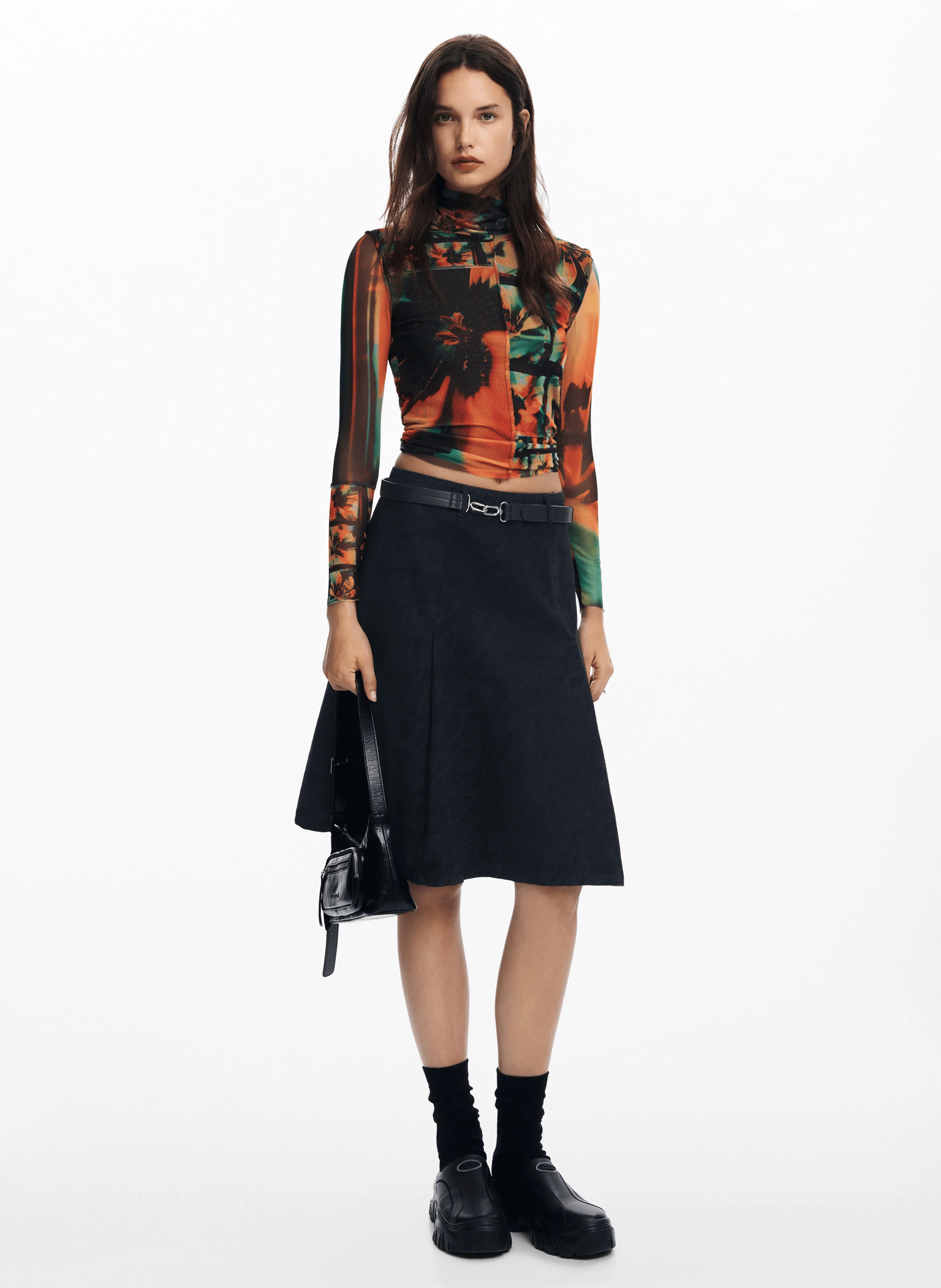 Tee-shirt en tulle imprimé | Orange