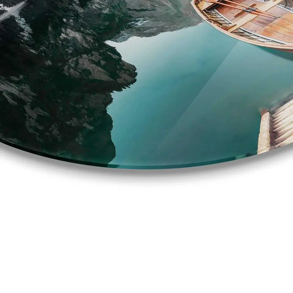 Plexiglasschilderij Bergmeer - Ø 70cm - Blauw