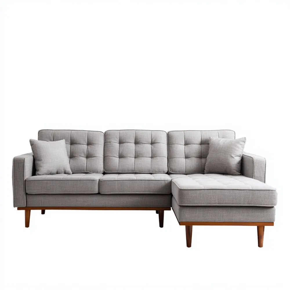 Ecksofa Stoffpolster 260x150x85 cm – Hellgrau – Moderner Stil