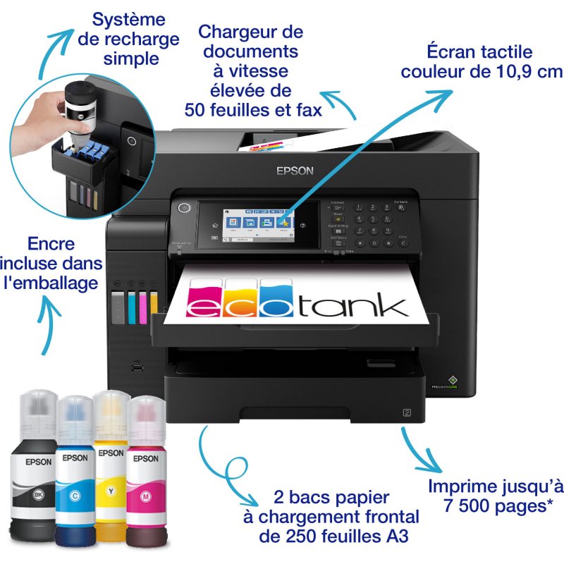 Epson ECOTANK ET-16605 Imprimante multifonction à réservoir d'encre 4 en 1 - Wifi - A3 couleur