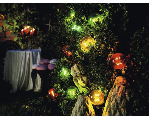Biertuin lichtsnoer, buiten, 4,5 m + 10 m snoer, 80 LED's, 10 kleurrijke lampen, veelkleurig licht