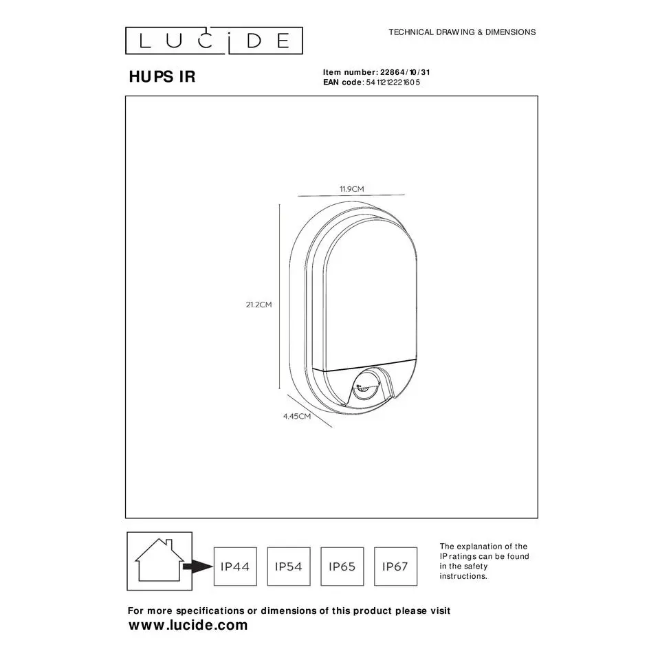 Lucide HUPS IR Wandlamp - Wit