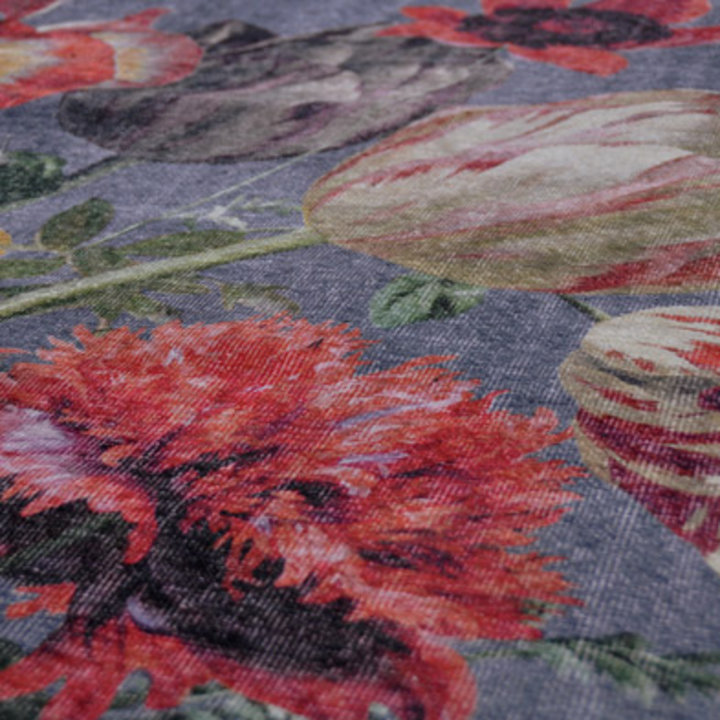 Bloemen vloerkleed - Fleur Grijs | Kleurrijk