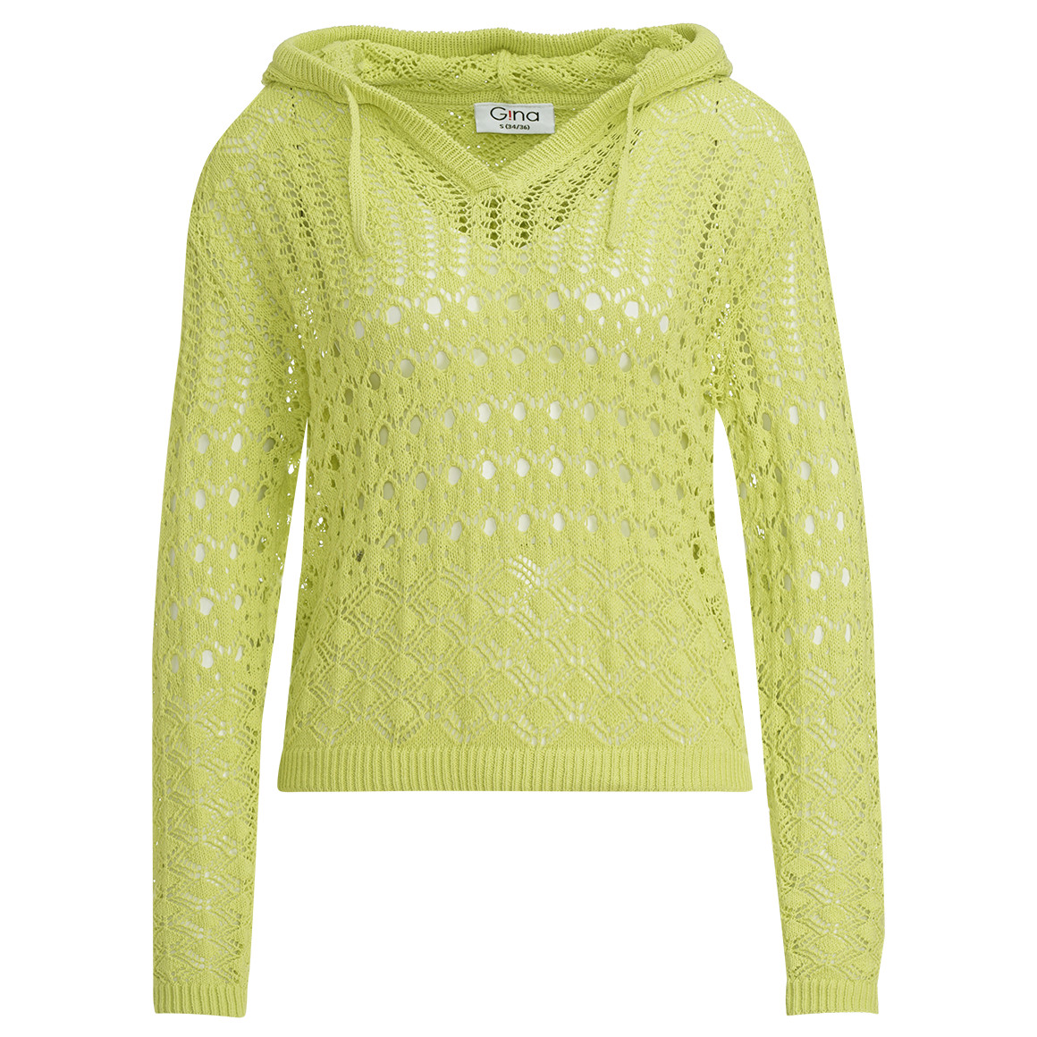 Gina Damen Strickpullover mit Ajour-Muster hellgrün