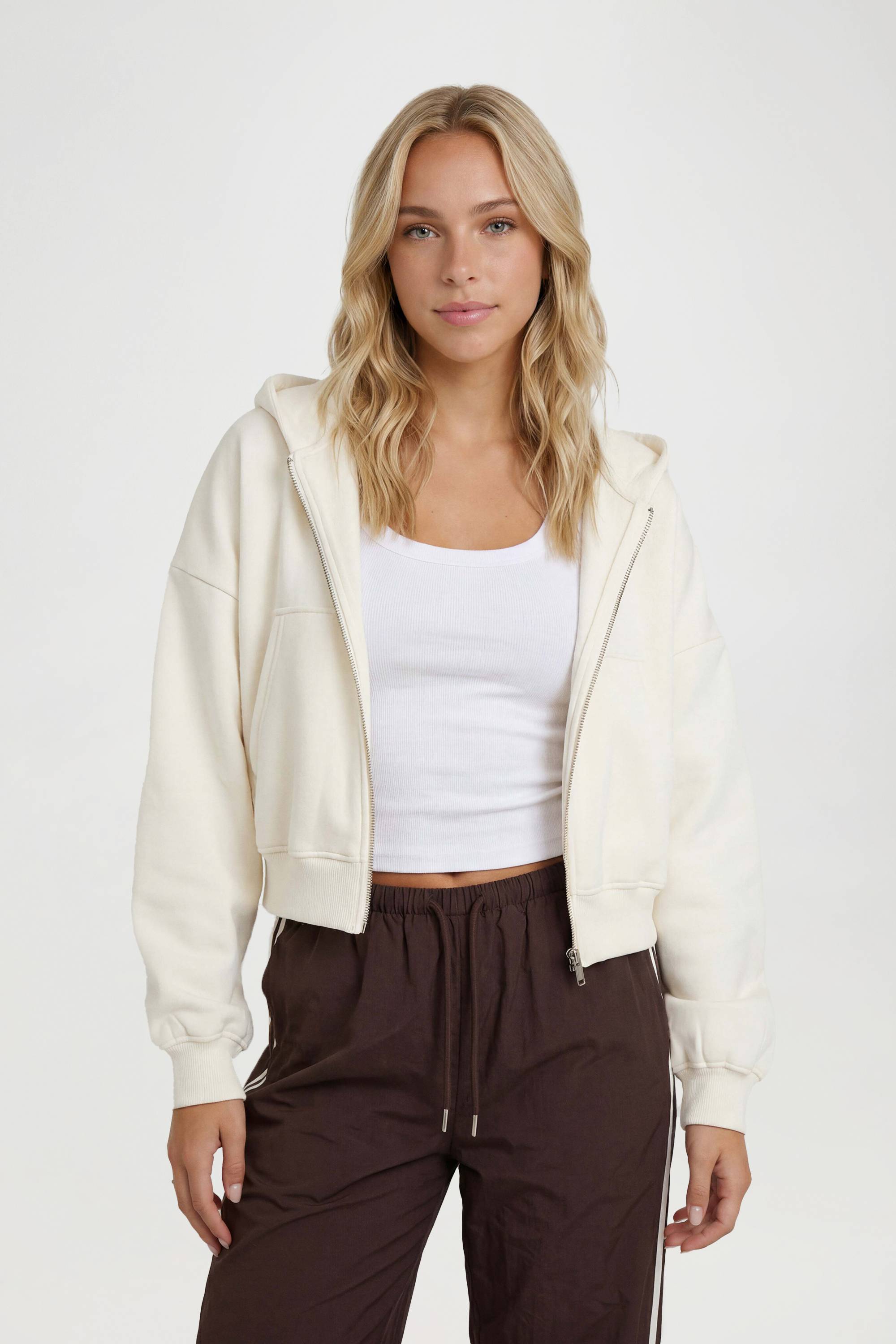 boohoo Sweat À Casynthétiqueche Oversize Zippé À Manches Ballon Bouffantes