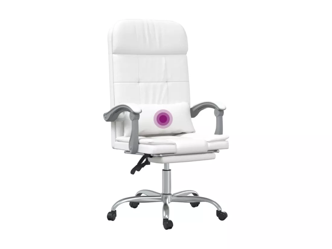 Fauteuil de massage inclinable de bureau Blanc Similicuir