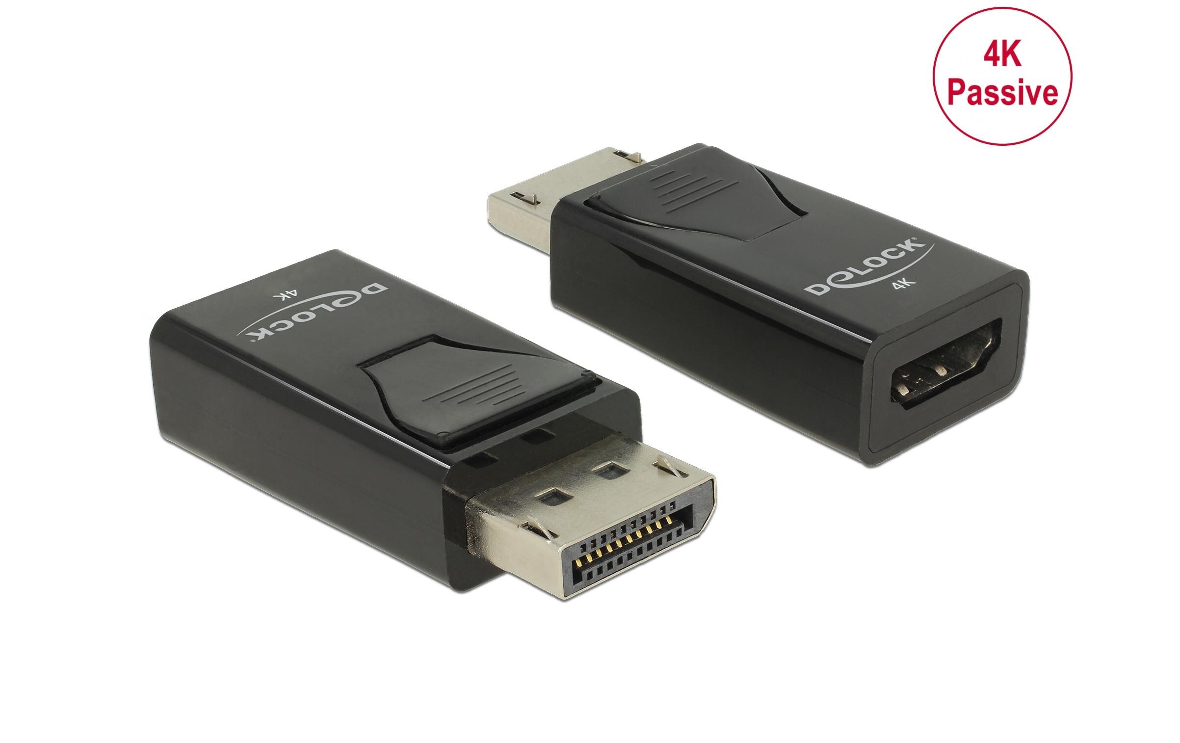 Adapter 4K Passiv DisplayPort - HDMIDelock Adapter DisplayPort 1.2 Stecker zu HDMI Buchse 4K Passiv schwarz