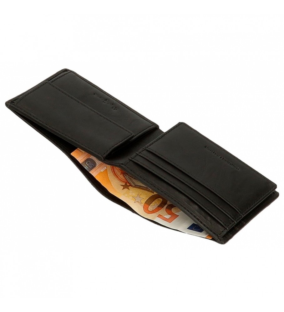 Carteira Pepe Jeans Stricking em couro preto