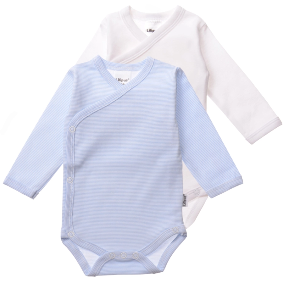Liliput 2er Pack Wickelbody Langarm weiß blau-gestreift