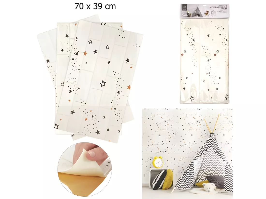 Lot de 3 Stickers Effet Brique 