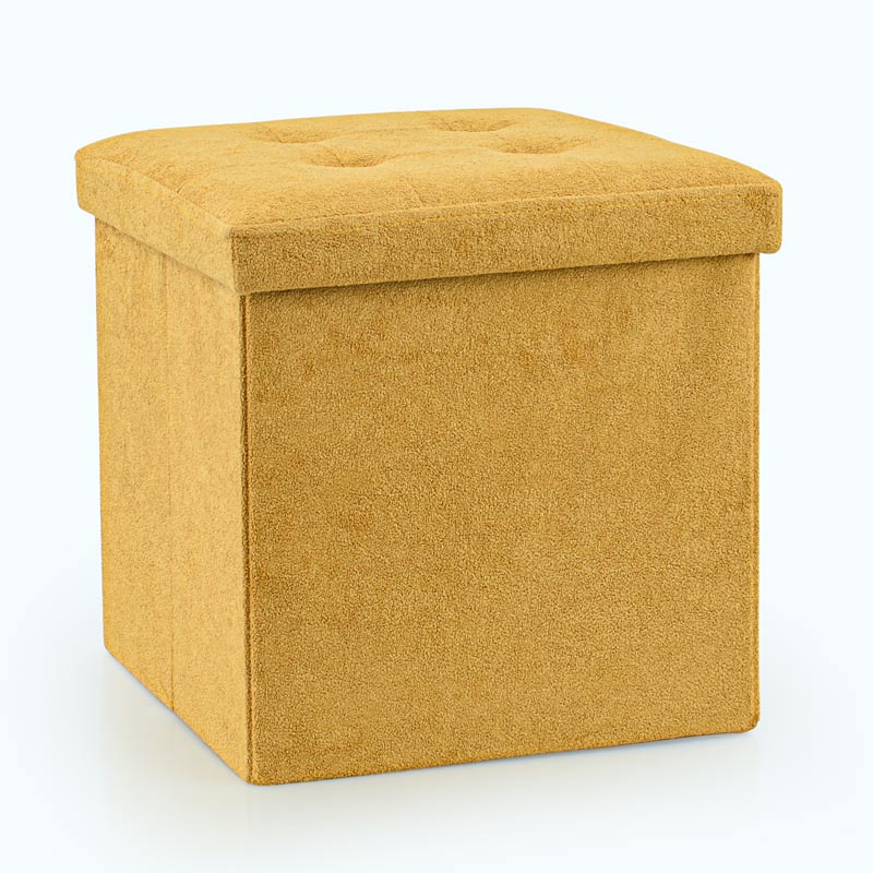 Pouf de rangement pliable carré 'Luxury' ocre