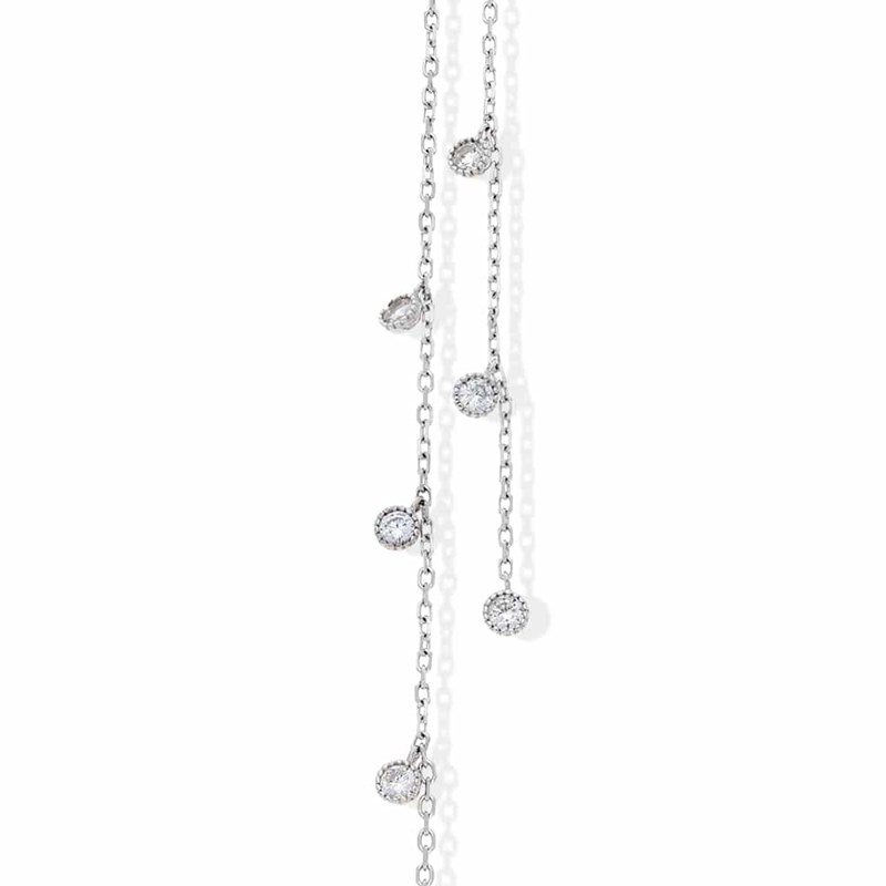 Collier Cravate Argent Forme Rond Pierre Blanche