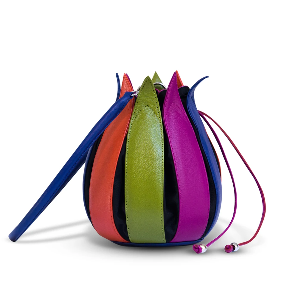 Tulip Cobalt-Lime-Orange- Fuchsia / Black Canvas