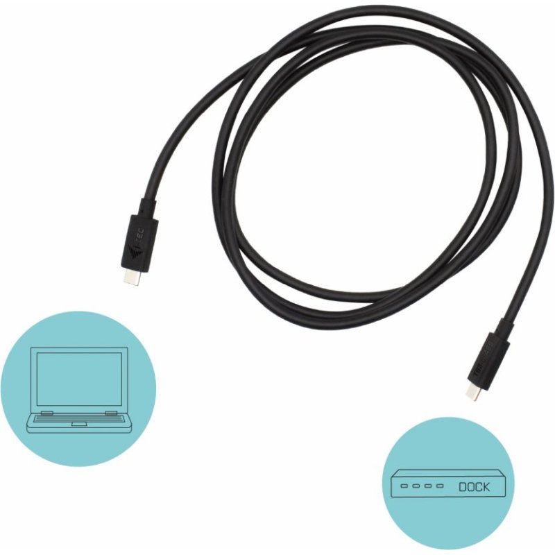 i-tec Thunderbolt 3 – Class Cable, 40 Gbps, 100W Power Delivery, USB-C Compatible, 150cm
