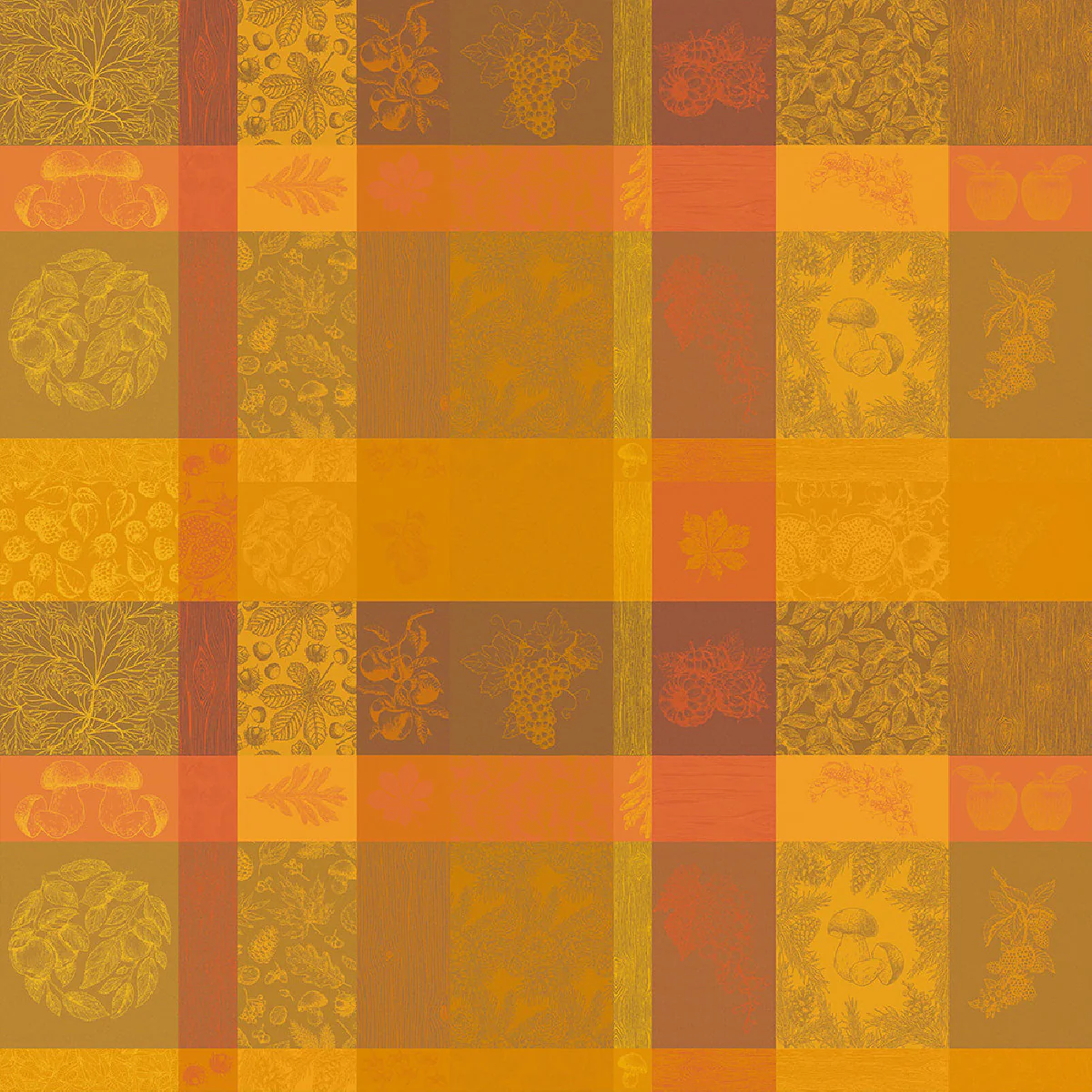 Nappe enduit imperméable pur coton orange 175x250 Garnier Thiebaut