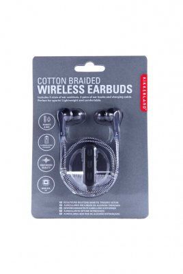 Black chevron braided wireless ear buds