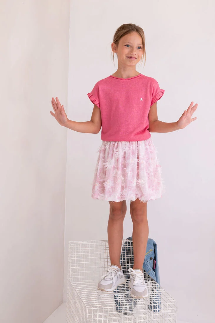 LIKE FLO roze like flo top metallic slub jersey tee