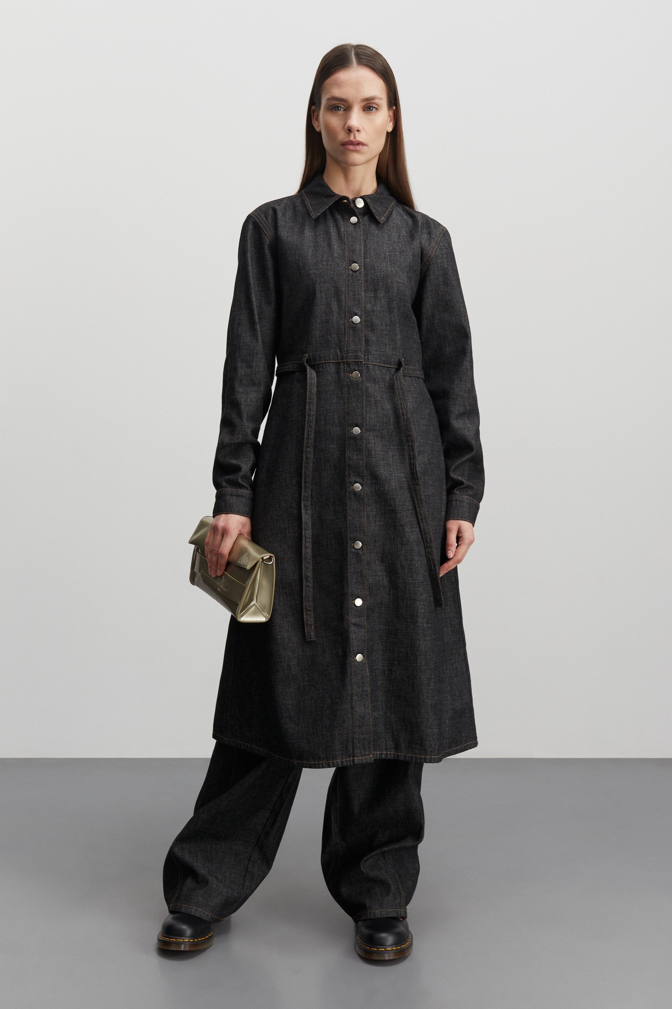 Mads Nørgaard  Soft Svanil denimkjole - Black Melange