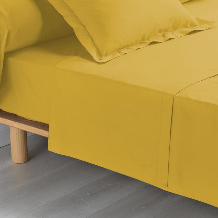 DRAP PLAT 2 PERSONNES 240X300CM PERCALE 78 FILS OCRE