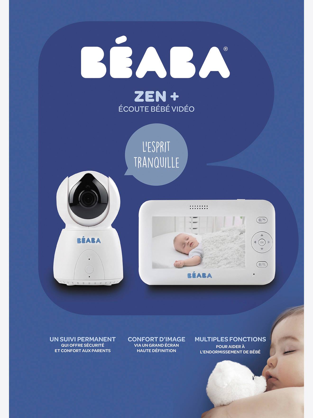 Monitor de vídeo para bebês Zen+ BEABA, branco médio