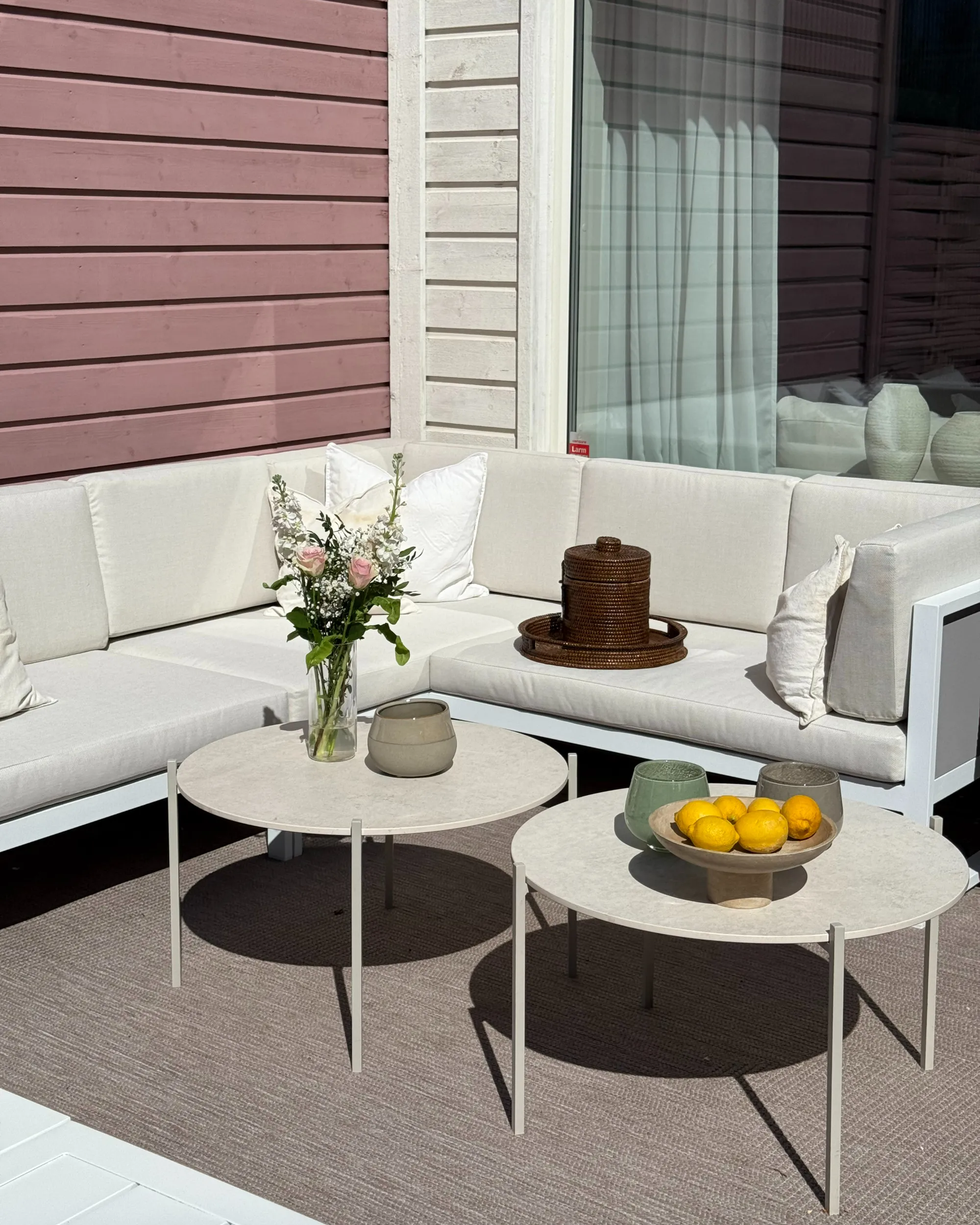Tuin hoekloungeset met tafel 6-zits CASTELLA/FRATTE linkszijdig Metaal Gebroken wit
