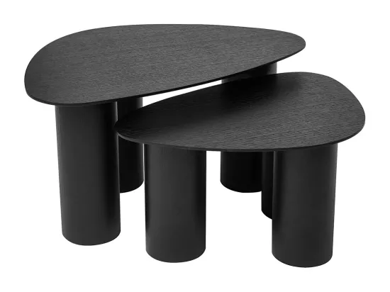 Tables basses gigognes design en bois noir (lot de 2) FOLEEN