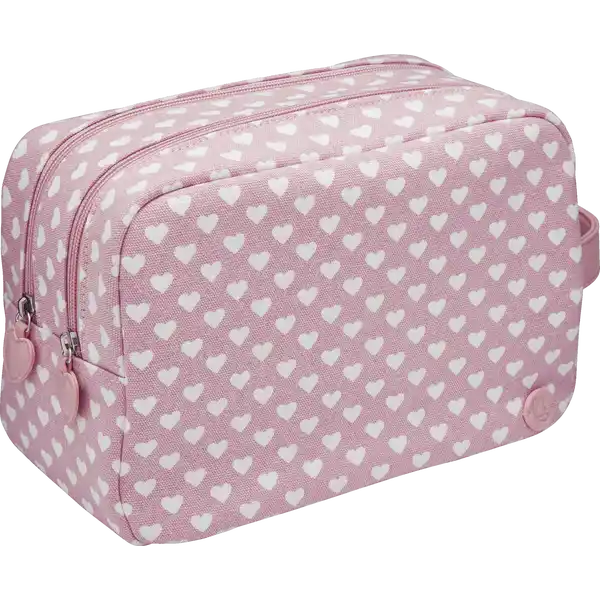 Damen Kulturtasche pink mit Herzen