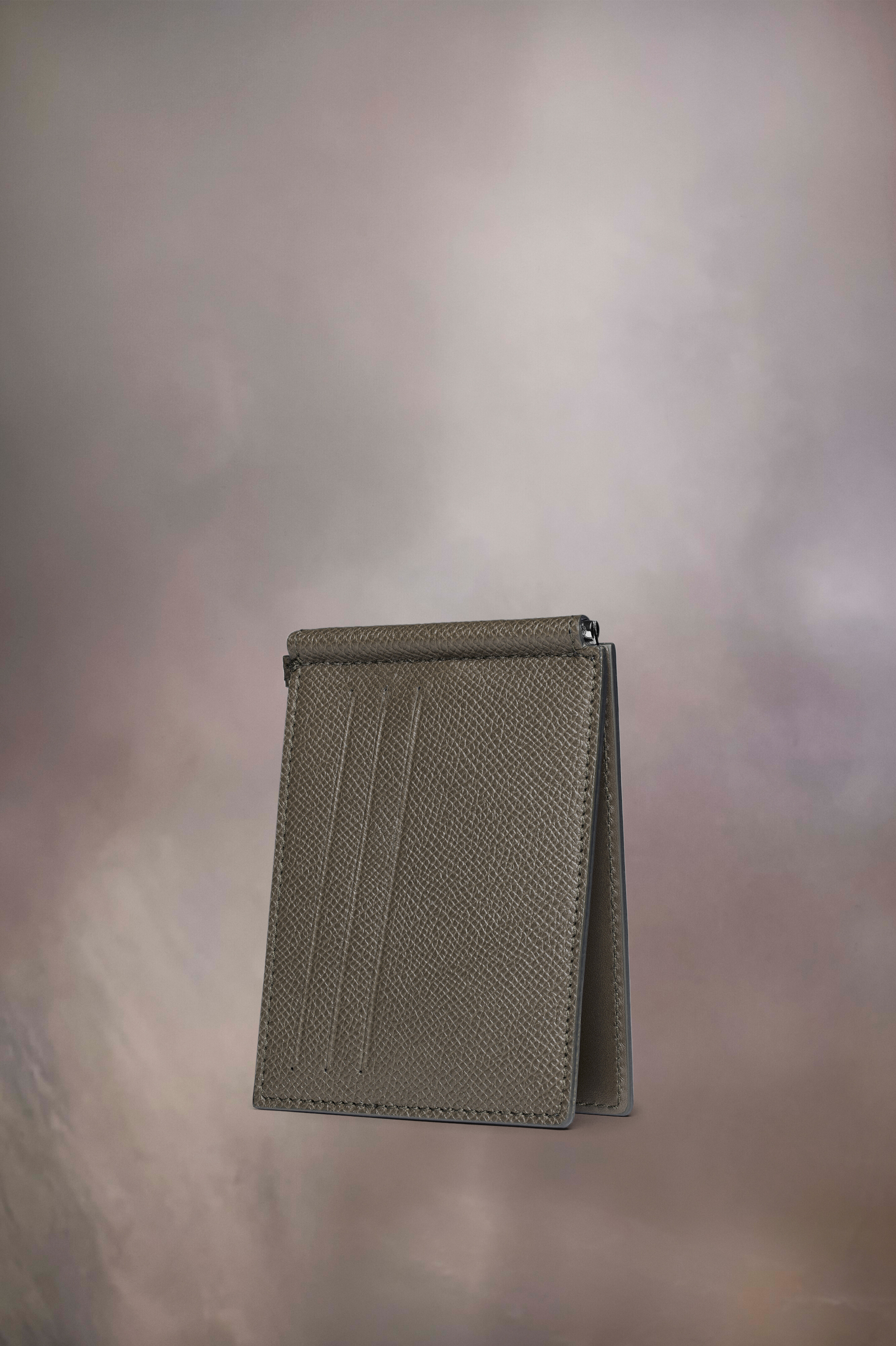 Porte-Cartes En Cuir Avec Pince À Billets Gris foncé