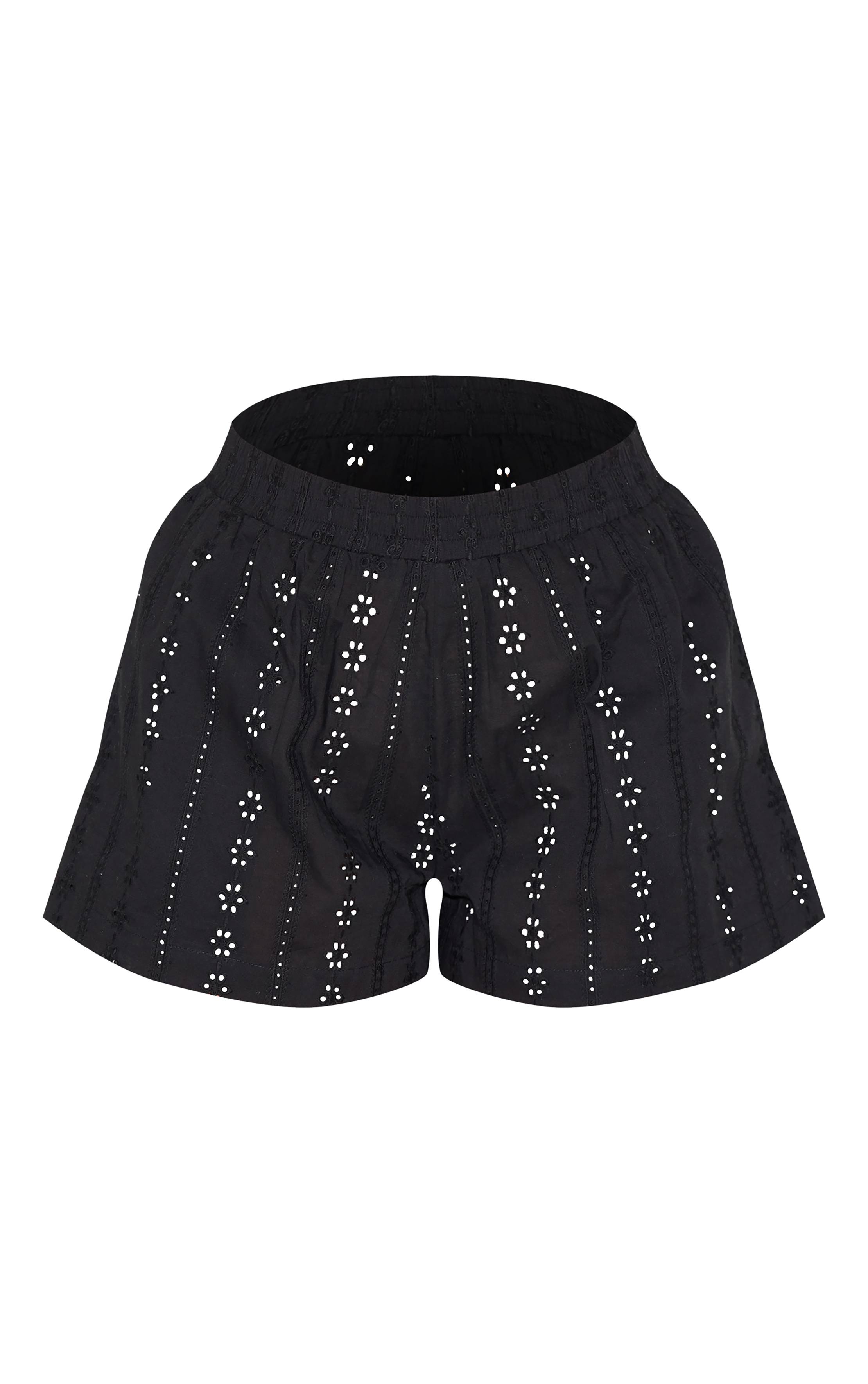 Noir Ensemble Short Ample Broderie Anglaise