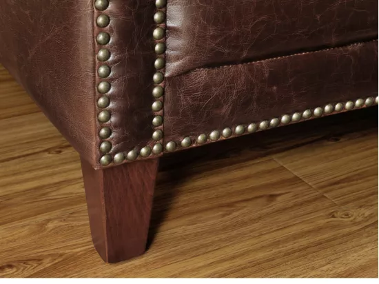 Fauteuil en cuir vieilli CASSANDRA - Marron