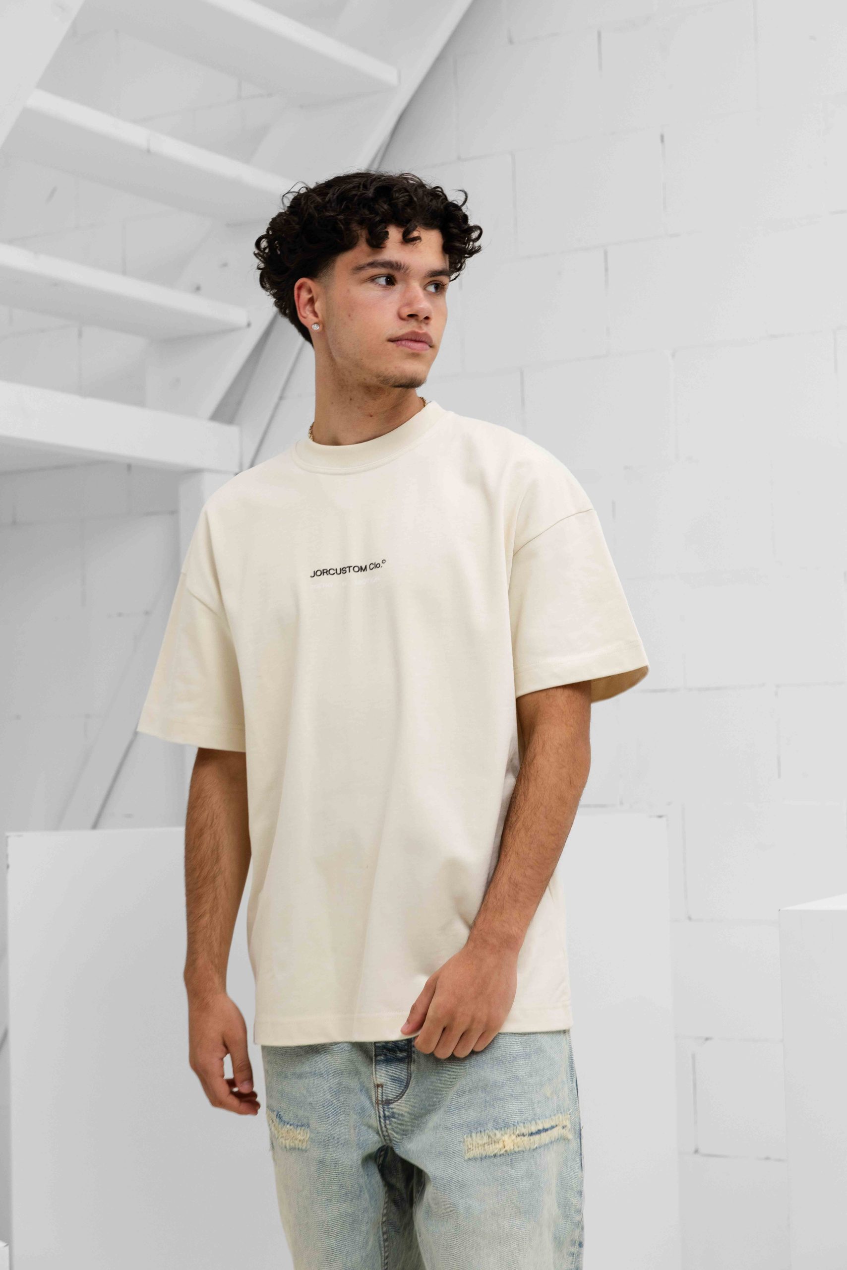 Jorcustom Poetry In Motion Loose Fit T-Shirt Heren Beige
