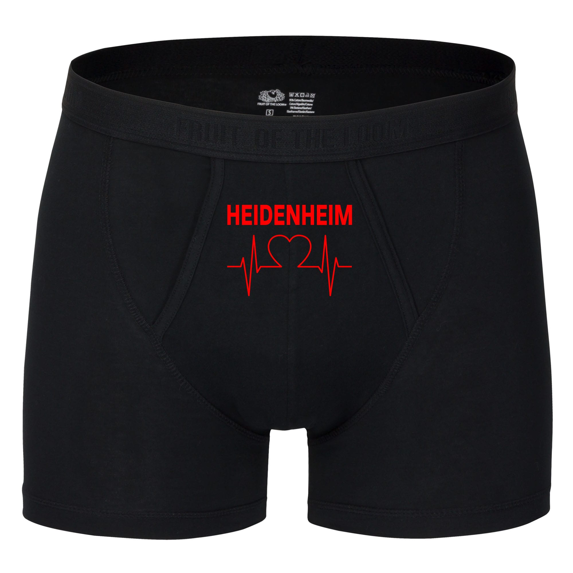 multifanshop® Herren Boxer Short - Heidenheim - Herzschlag - Druck rot
